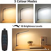 זול אורות קריאה-מנורת שולחן להגנה על עיניים led מופעלת באמצעות USB ללמידה  &amp; קריאה - ספקטרום מלא, אור כחול נמוך עם תפס מתקפל וניתן לעמעום 1 pc