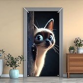 cheap Door Covers-Cute Cats Door Decorations Door Covers Animal Hide and Seek Door Tapestry Door Curtain Decoration Backdrop Indoor/Outdoor Door Banner for Front Door Farmhouse Peekaboo