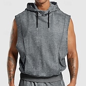 Χαμηλού Κόστους Αμάνικα Μπλουζάκια Γυμναστικής-Ανδρικά Αμάνικη Μπλούζα Αμάνικη κουκούλα Αμάνικο Με Κουκούλα Καλοκαίρι Άνοιξη Φθινόπωρο Βίντατζ Κορδόνι Ξεθωριασμένος Causal Ρούχα Γυμναστικής Βαθυγάλαζο Μαύρο Γκρίζο Κορυφαίο μπλουζάκι για άνδρες