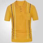 お買い得  メンズプリントポロシャツ-男性用 ボタンアップポロ ゴルフシャツ カジュアル スポーツ ラペル 半袖 ファッション ベーシック カラーブロック パッチワーク ボタン 夏 ブラック イエロー グリーン ボタンアップポロ