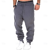 お買い得  スウェットパンツ-男性用 スウェットパンツ ジョガー フリースパンツ ドローストリング ポケット 弾性ウエスト ソリッド ソフト モイスチャーコントロール 週末 ストリートウェア シンプル カジュアル / スポーティ スリム ダークグレー ブラック マイクロエラスティック