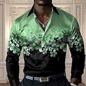 abordables Chemise en Satin pour Homme-Homme Floral Chemise décontractée Chemise boutonnée manche longue Décontractées Soirée Cadeau Casual Printemps Automne Col rabattu Boutonner Jaune Bleu Violet Vert Gris