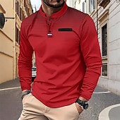 お買い得  メンズ クラシックポロ-男性用 ゴルフシャツ ゴルフポロシャツ ワーク カジュアル スタンド 長袖 ベーシック 近代の 波点 ボタン 春 &amp; 秋 レギュラー ワイン ホワイト ダークブルー オレンジ グレー ゴルフシャツ