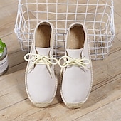 baratos Ténis para Homem-sapatos masculinos de lona azul espadrille com cadarço e sola de corda de juta – calçados casuais confortáveis de verão