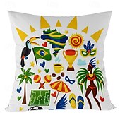 baratos Capa de almofada de férias-capa de almofada decorativa carnaval 1 peça capa de almofada quadrada macia fronha para quarto sala de estar sofá cadeira