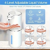 abordables Distributeurs à savon-Distributeur de savon automatique d&#039;une capacité de 380 ml - rechargeable par USB sans contact et technologie de détection de mouvement