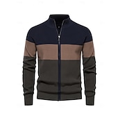 billiga Herrgolfkläder-Herr Cardigan Tröja Mörk marin Grå Långärmad Överdelar Golfkläder Kläder Outfits Bär kläder