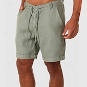 baratos Clássico-Homens Calção Shorts de linho Shorts de verão Shorts de praia Botões Bolsos Com Cordão Tecido Respirável Comprimento do joelho Ao ar livre Diário Para Noite Moda Estilo Clássico Branco Azul Marinha