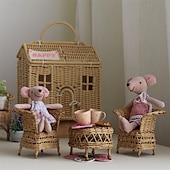 voordelige Poppen-waldorf pop accessoires handgemaakte zachte baby muis meisje begeleiden lappenpoppen verjaardagscadeau gebreide pop schattige meisjes pluche pop knuffel gepersonaliseerde geweven poppenset