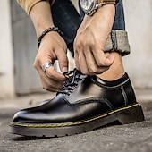 economico Semi-formale-scarpe stringate da uomo in similpelle nera con cuciture gialle, resistenti sneakers casual per il lavoro e l&#039;uso quotidiano