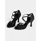 abordables Chaussures de danses latines-chaussures de danse de salon champagne confortables et étincelantes pour femmes - dotées d&#039;une tige en satin doux et d&#039;une semelle de soutien