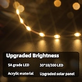 economico Striscie luci ad energia solare-luci a stringa da 3 m alimentate ad energia solare 300 LED con telecomando a 13 tasti bianco caldo bianco freddo blu luci natalizie per interni festa matrimonio 1 pz