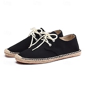 baratos Ténis para Homem-sapatos masculinos de lona azul espadrille com cadarço e sola de corda de juta – calçados casuais confortáveis de verão