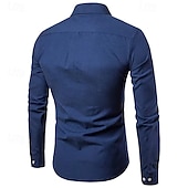 preiswerte Button-Down-Hemden für Herren-Herren Hemd Oberhemd Knopfhemd Glatt Hochzeit Party Schwarz Weiß Rosa Marineblau Langarm Kargen Frühling &amp; Herbst Bekleidung Tasche