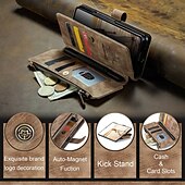 abordables Carcasas Samsung-Funda para teléfono Samsung Galaxy Z Fold 6 Z Fold 5 Z Fold 4 Z Fold 3 funda de billetera con soporte de pie cremallera retro TPU PU cuero