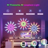 tanie Lampy projektora i projektory laserowe-inteligentne fajerwerki światła led listwa świetlna led z aplikacją zdalnego sterowania muzyka i dźwięk zsynchronizowane światła do dekoracji okien i ścian ulicznych odpowiednie na Boże Narodzenie