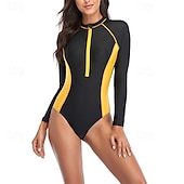 billiga Utslag-Dam Rash-guards Baddräkt Lättvikt Långärmad Kroppsdräkt Baddräkt Dragkedja fram Simmning Surfing Strand Vattensport Blommig Tryckt Sommar Vår Höst