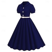 cheap Dresses-Retro Vintage 1950s Cocktail Dress Dress Flare Dress Solid Color Fancy Dress Women&#039;s Masquerade Event / Party Bachelorette Party Festival Adults&#039; Dress Homecoming Dresses