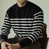 economico maglione pullover da uomo-Per uomo Pullover Maglione Maglione lavorato a maglia A coste Maglia Top regolari Lavorato a maglia Banda Girocollo Di tendenza Essenziale Da mare Da tutti i giorni Abbigliamento Autunno inverno Nero