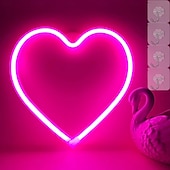 economico Lampade neon LED-luce al neon a forma di cuore rosa - led per San Valentino &amp;decorazione per feste perfetta per la stanza delle ragazze, dormitorio, decorazione per la casa per l&#039;anniversario di matrimonio