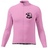 voordelige Heren shirts-Voor heren Wielrenshirt Lange mouw Winter Fietsen T-shirt Shirt met 3 achterzakken Bergracen Ademend Sneldrogend Anatomisch ontwerp Lampenkatoen Donker roze Wit Roze Adelaar Sport Kleding