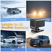 abordables équipement de chauffage de voiture-Chauffage de voiture pliable 12 V 150 W Système de chauffage et de refroidissement rapide pour un dégivrage et un désembuage instantanés Compatible avec l&#039;allume-cigare Désembueur de pare-brise