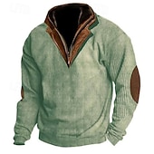 abordables Sudaderas Básicas_-Hombre Sudadera Albaricoque Azul Marino Marrón Café Verde claro Cuello Mao Bloque de color Retazos Deporte Diario Festivos Pana Vintage Ropa de calle Básico Otoño invierno Ropa Sudaderas con capucha