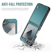 cheap Samsung Cases-Phone Case For Samsung Galaxy Z Flip 6 Z Flip 5 Back Cover Magnetic Support Wireless Charging Card Slot Retro TPU PU Leather