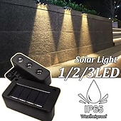 abordables Appliques d'extérieur-Lot de 4 lampes solaires pour clôture, applique murale extérieure, éclairage de jardin, allée, escalier, cour, patio, porche, décoration de cour