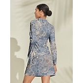 abordables Ropa de golf femenina-Mujer vestido de golf Azul Manga Larga Ropa de golf para damas Ropa Trajes Ropa Ropa