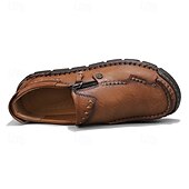 preiswerte Herrenpantoletten &amp; -slipper-Braune Slipper aus Kunstleder für Herren mit seitlichem Reißverschluss und handgenähten Details – bequeme Freizeitschuhe für die Arbeit, Reisen und den Alltag
