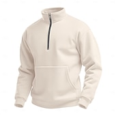 abordables Sudaderas Básicas_-Hombre Sudadera Sudadera con estampado de gofres Sudadera con un cuarto de cremallera Negro Blanco Azul Piscina Caqui Gris Media cremallera Plano Deporte Diario Festivos Poliéster Ropa de calle Casual
