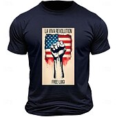abordables T-shirt graphique pour hommes-Homme Drapeau Américain Imprimé Lettre T-shirt 100% Coton Manche Courte Graphique Chemise Noir Blanche Vert Véronèse T-shirt confortable Vacances Rue Vêtements de créateurs de mode
