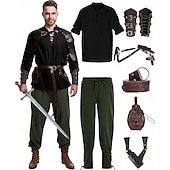 abordables Tenues-Rétro Vintage Médiéval Renaissance Pantalon Costume de cosplay Tenues Ren Faire Homme Viking Fantaisie Halloween Carnaval Mascarade Carnaval Performance LARP Adulte Chemise Pantalon Ceinture