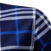preiswerte Herrenhemd zum Knöpfen-Herren Hemd Sommerhemd Freizeithemd Knopfhemd Karierte Hemden Rote Blau Langarm Karomuster Revers Urlaub Ferien Button-Down Bekleidung Polyester Mode Lässig Bequem