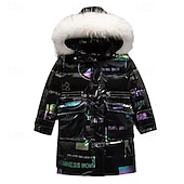 abordables Chaqueta de plumas y parka para chicas-Chaqueta acolchada para niñas, para actividades al aire libre, de algodón, impermeable, para exteriores, de 4 a 13 años, color negro, rosa y verde
