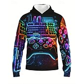 billiga Pojkens 3D Sporter &amp; Spel-Pojkar 3D Grafisk Spel Huvtröja Långärmad Vår Höst Mode Streetwear Barn 4-12 år Huva Utomhus Ledigt Dagligen Normal