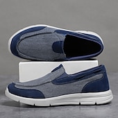 levne Pánské nazouváky a mokasíny-pánské béžové plátěné slip-on mokasíny – lehké prodyšné boty pro volný čas pro každodenní nošení a outdoorové aktivity