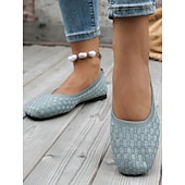 baratos Sapatilhas de mulher-sapatilhas femininas azuis de malha com palmilha acolchoada - sapatos confortáveis e elegantes para o trabalho e uso diário