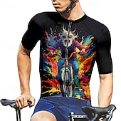 billiga Tröjor för män-Herr Cykeltröja Grafisk Kortärmad Cykel T-shirt Tröja med 3 bakfickor Bergscykling Snabb tork Anatomisk design Uppsugande Andningsfunktion sporter Svart Kaki Kläder