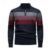 abordables Pull col rond-Homme Pull Pulls à quart de zip Pull en tricot A côtes Tricoter Hauts réguliers Tricoté Bloc de couleur Demi fermeture éclair Mode Décontractées Vacances Usage quotidien Vêtement Tenue Automne hiver