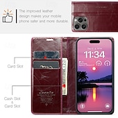 billige iPhone-etuier-telefon Etui Til iPhone 16 15 14 Pro Max Plus iPhone 13 12 11 Pro Max Flip deksel med stativ Magnetisk Kortspor Kontor / Bedrift TPU PU lær