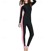 abordables Lycra de surf-Femme Maillot Anti UV Maillot de bain 1 pièce Poids Léger manche longue Le Maillot de corps Maillot de bain Zip sur le devant Natation Surf Plage Sports nautiques Mosaïque Eté Printemps Automne