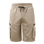 economico Scalda-muscoli-Per uomo Pantaloncini modello cargo Pantaloncini da sudore Bermuda A cordoncino Vita elastica Multi tasca Liscio Comfort Morbido Breve Esterno Interni Giornaliero Casuale / sportivo Athleisure Nero