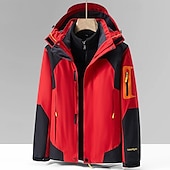 abordables Softshell, polares y chaquetas de montaña-Hombre Chaqueta Softshell Chaqueta para senderismo Invierno Al aire libre Bloque de color Mantiene abrigado Resistente al Viento Resistente al Agua Chaquetas 3-en-1 Chaqueta cortavientos Viaje Negro