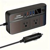 olcso Autós töltő-200w autós inverter dc 12v-110v ac autó inverter 3 usb 1 Type-c port töltő adapter autós dugós átalakító be/ki kapcsolóval és áram LED képernyővel személyautókhoz és teherautókhoz