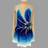 levne Šaty na krasobruslení-Šaty na bruslení Dámské Dívčí Buz Pateni Šaty Námořnická modř Díra na palec zářivé barvení Síťka Spandex Elastické Trénink Profesionální Soutěž Bruslařské oblečení Zahřívací Klasický Křišťál a