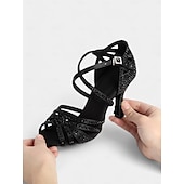 abordables Chaussures de danses latines-chaussures de danse de salon champagne confortables et étincelantes pour femmes - dotées d&#039;une tige en satin doux et d&#039;une semelle de soutien