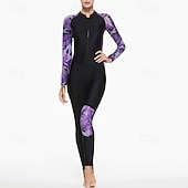 abordables Lycra de surf-Femme Maillot Anti UV Maillot de bain 1 pièce Poids Léger manche longue Le Maillot de corps Maillot de bain Coussin Amovible Zip sur le devant Natation Surf Plage Sports nautiques Floral Mosaïque