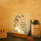 cheap Wedding Gift-Personalized Acrylic Square Night Light with 9 Photos Light Up Photo Frame -  Customized  Gift for Lovers &amp; Family